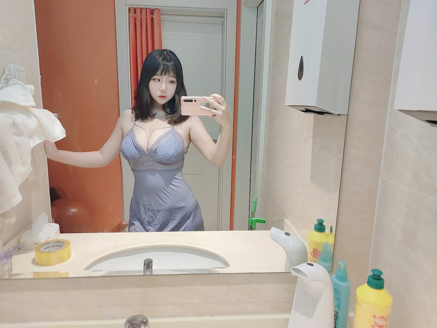 穆零Mu0灰蓝蕾丝裙52p7v