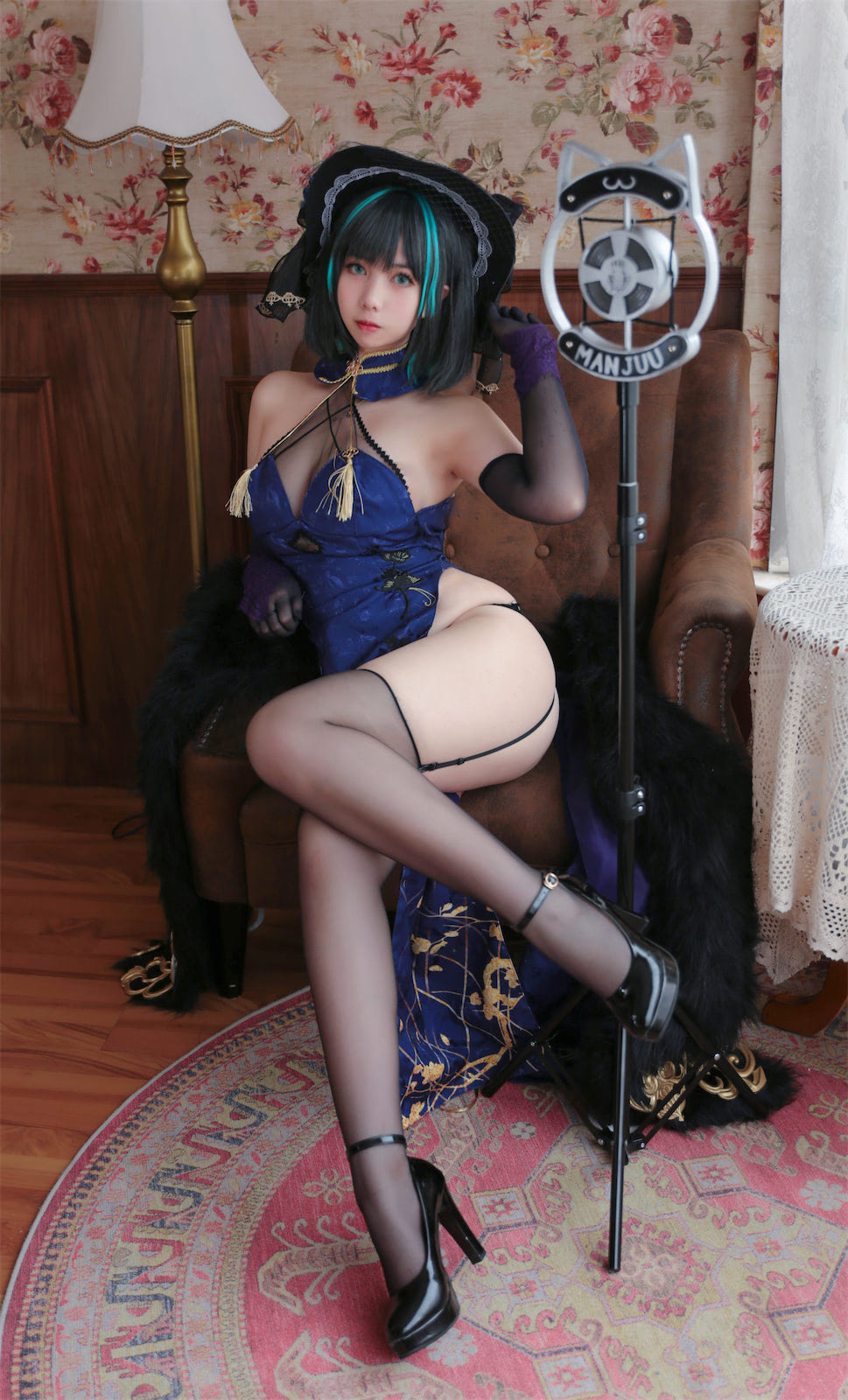 Meroko_魅瞳碧蓝航线柴郡旗袍33p