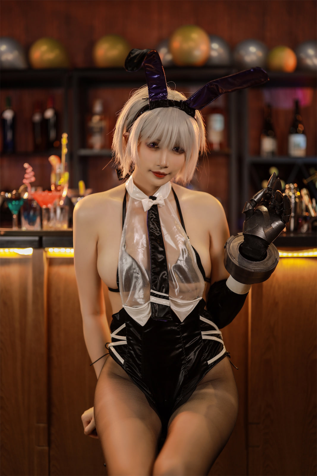 兔胖胖min百合黑白里诺兔女郎44p