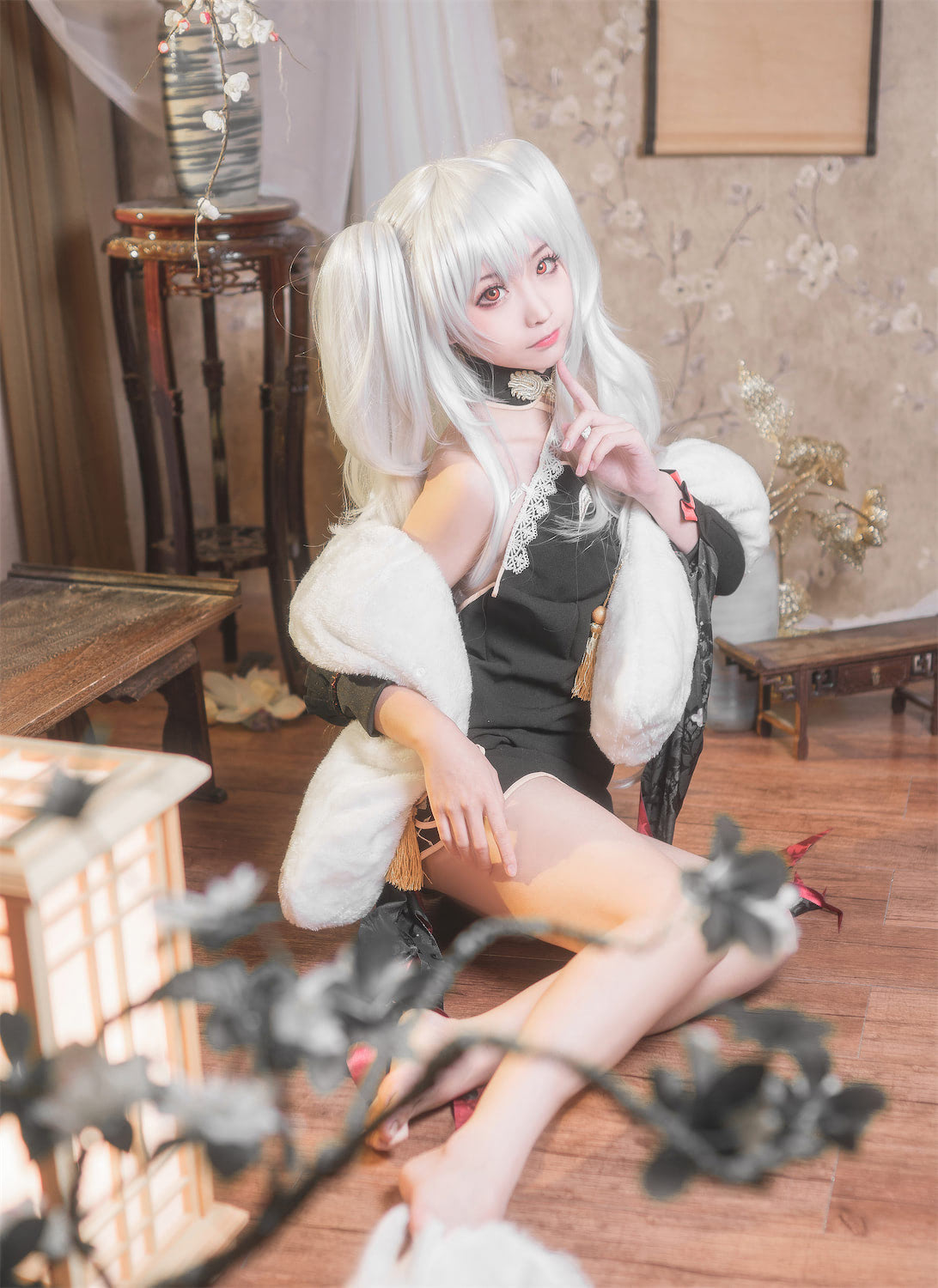 蠢沫沫古筝双马尾旗袍40p