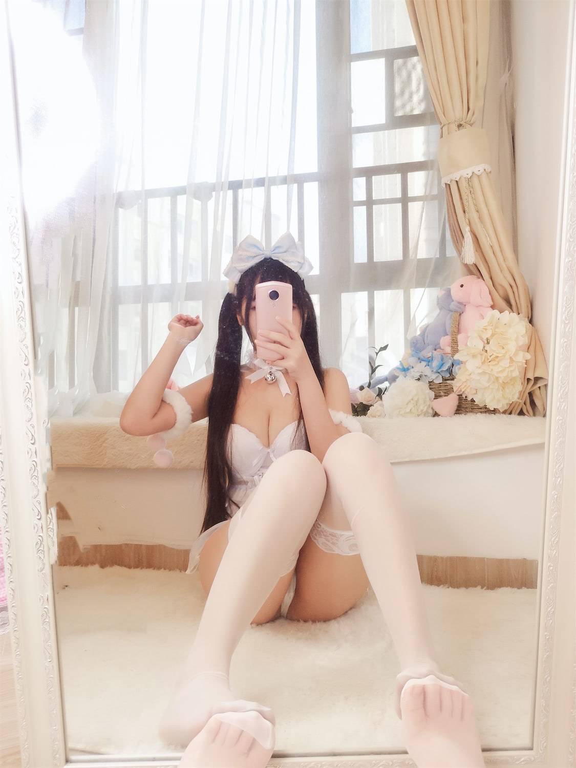 不呆猫白色蕾丝塑形衣18p